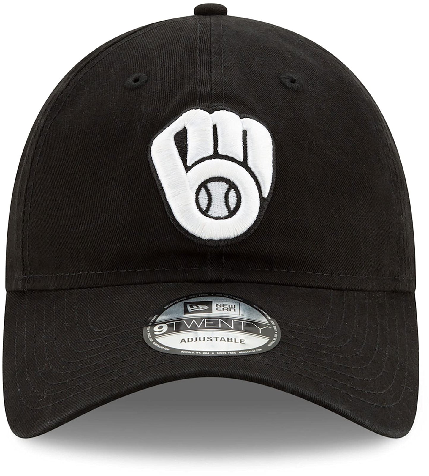 New Era Milwaukee Brewers Black White Core Classic Twill 9TWENTY Adjustable Hat