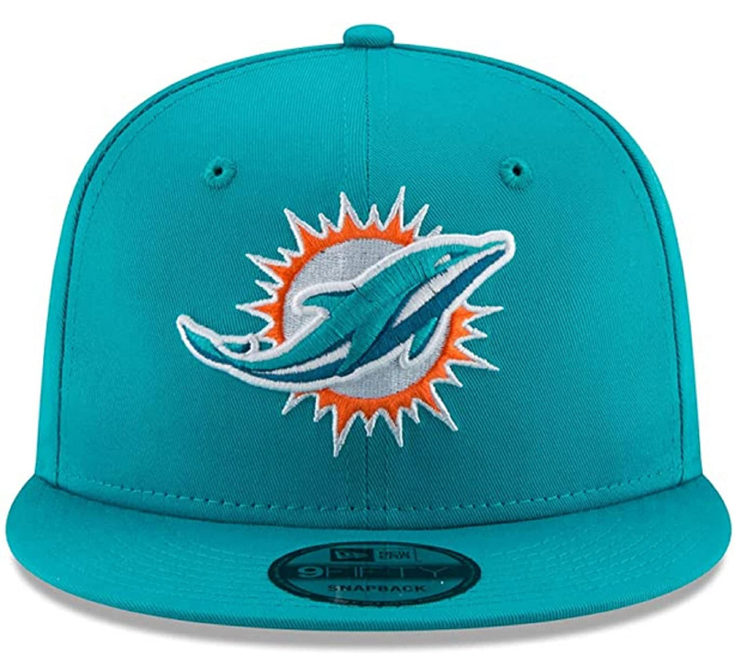 New Era Authentic Exclusive Dolphins Miami 9Fifty Snapback/9Twenty/MVP/9Forty Adjustable Hat - OSFM (Aqua Team Color Current Logo), Black