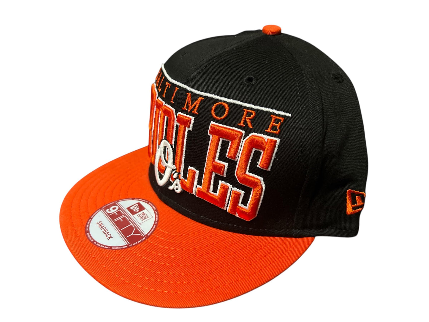 New Era Mens Baltimore Orioles Le-Arch 9Fifty Snapback 2Tone Adjustable Baseball Hat Cap - Black/Orange