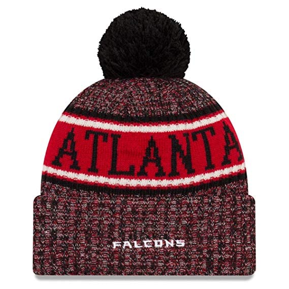 New Era Authentic Falcons Cold Weather Beanie Cap Hat One Size Fit Most Salute to Service Classic Throwback Atlanta (Sideline 18) Black