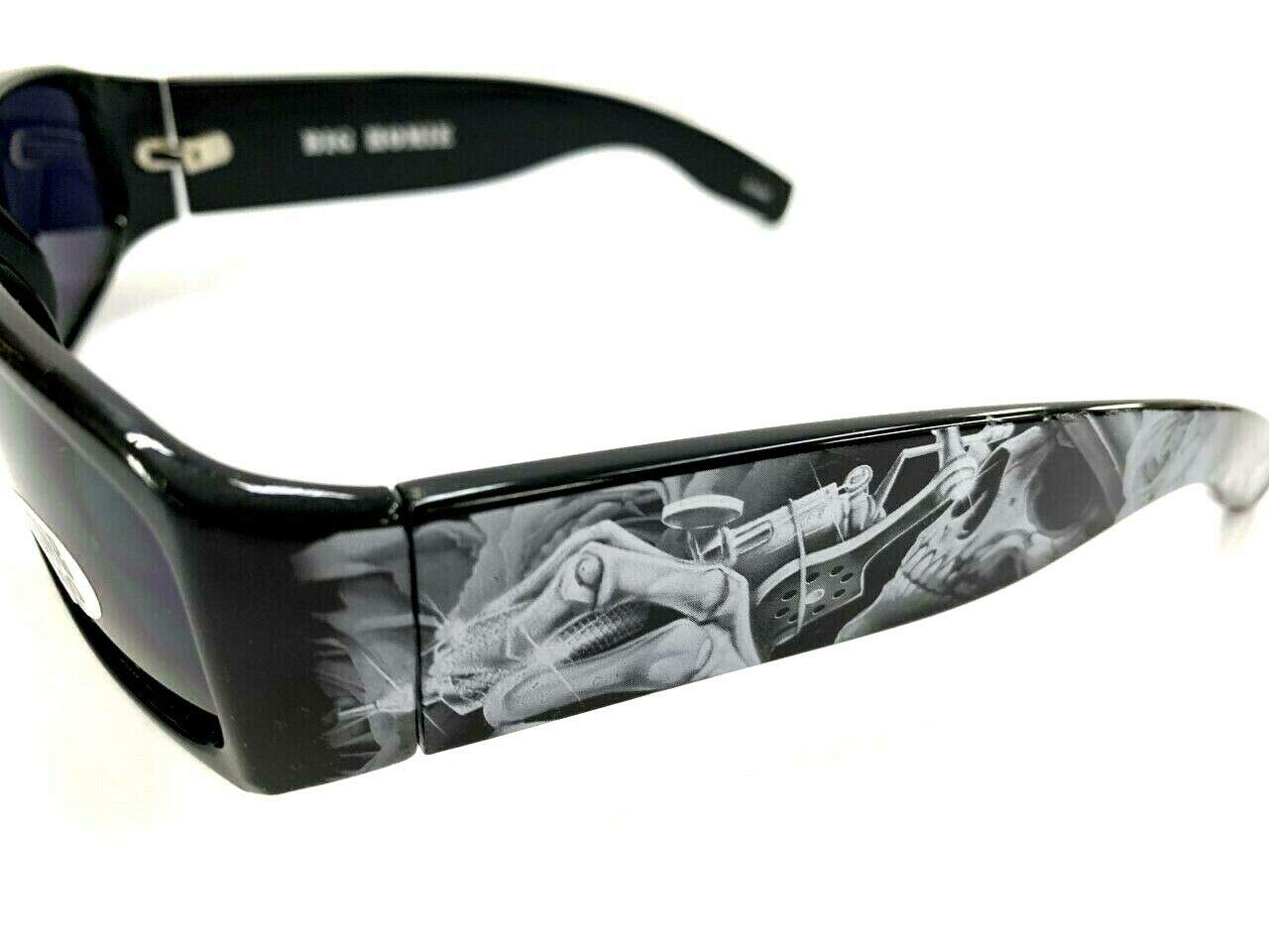 Dyse One Authentic Shades Black Guns Skull Inked Sunglasses California Lowrider Locs Style