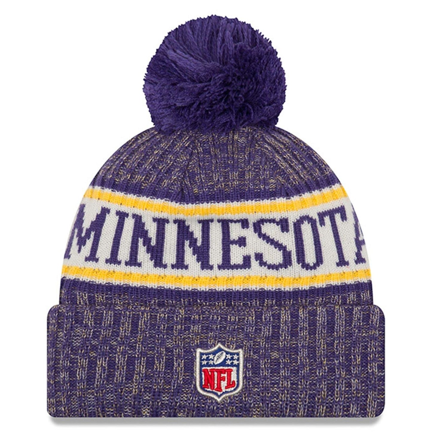 New Era Authentic Collection Vikings Sideline Cold Weather Cuffed Knit Beanie Skully Cap Hat One Size Fit Most (Onfield 18 Youth/BOY/Jr.) Black