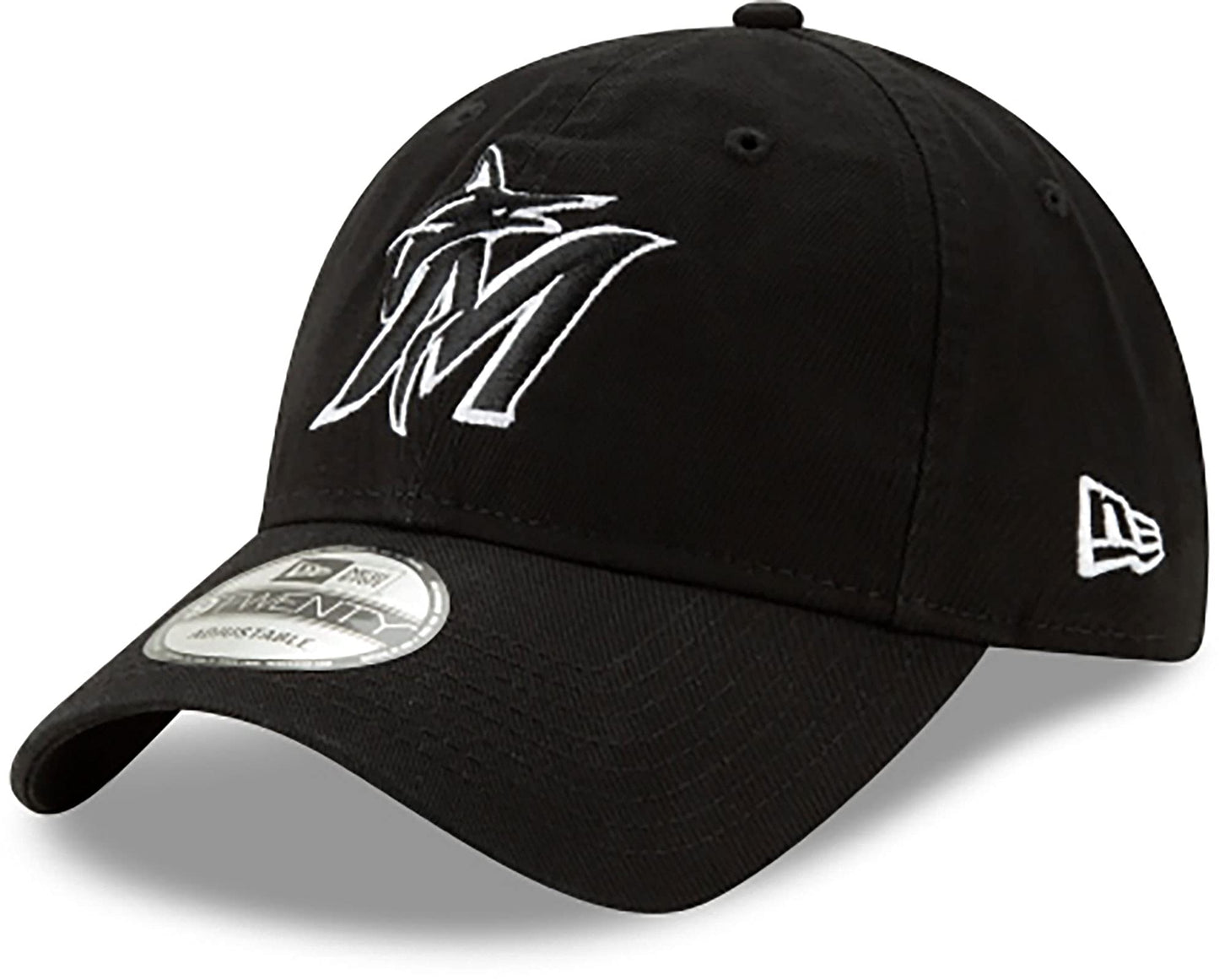 New Era Miami Marlins Black White Core Classic 9TWENTY Adjustable Strapback Hat