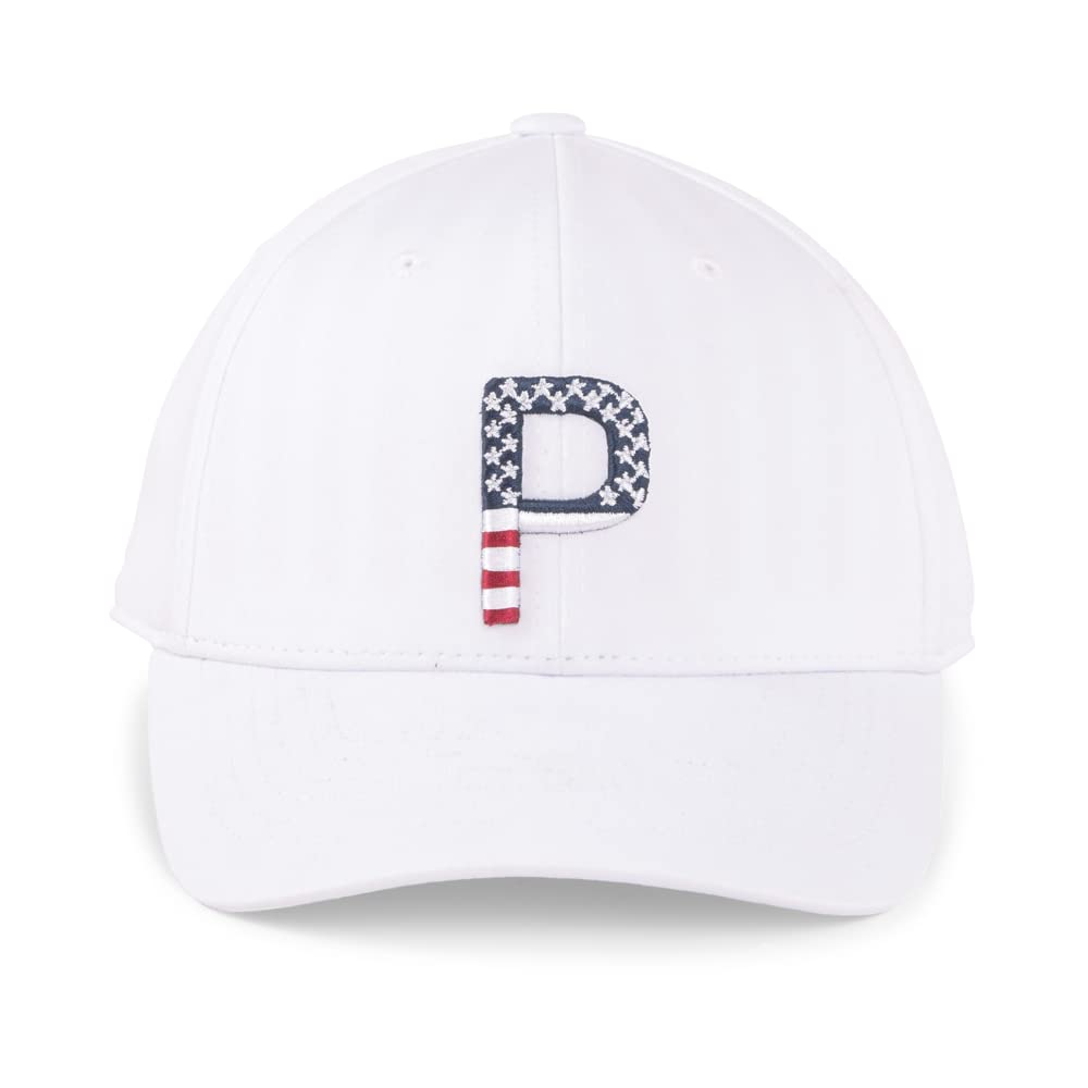 Puma Golf Women's Pars and Stripes P Classic Adj Hat, Bright White, One Size