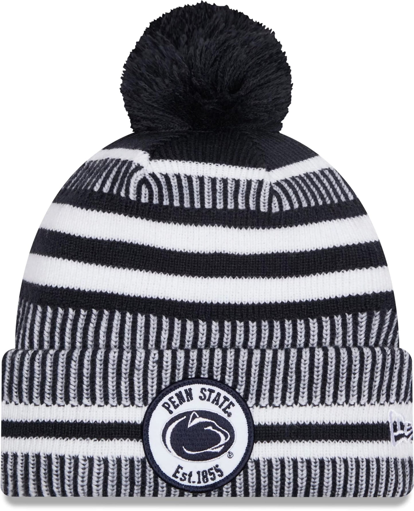 New Era Penn State Nittany Lions Blue Sideline Sport Cuff Beanie Hat with Pom - NCAA Cuffed Winter Cap