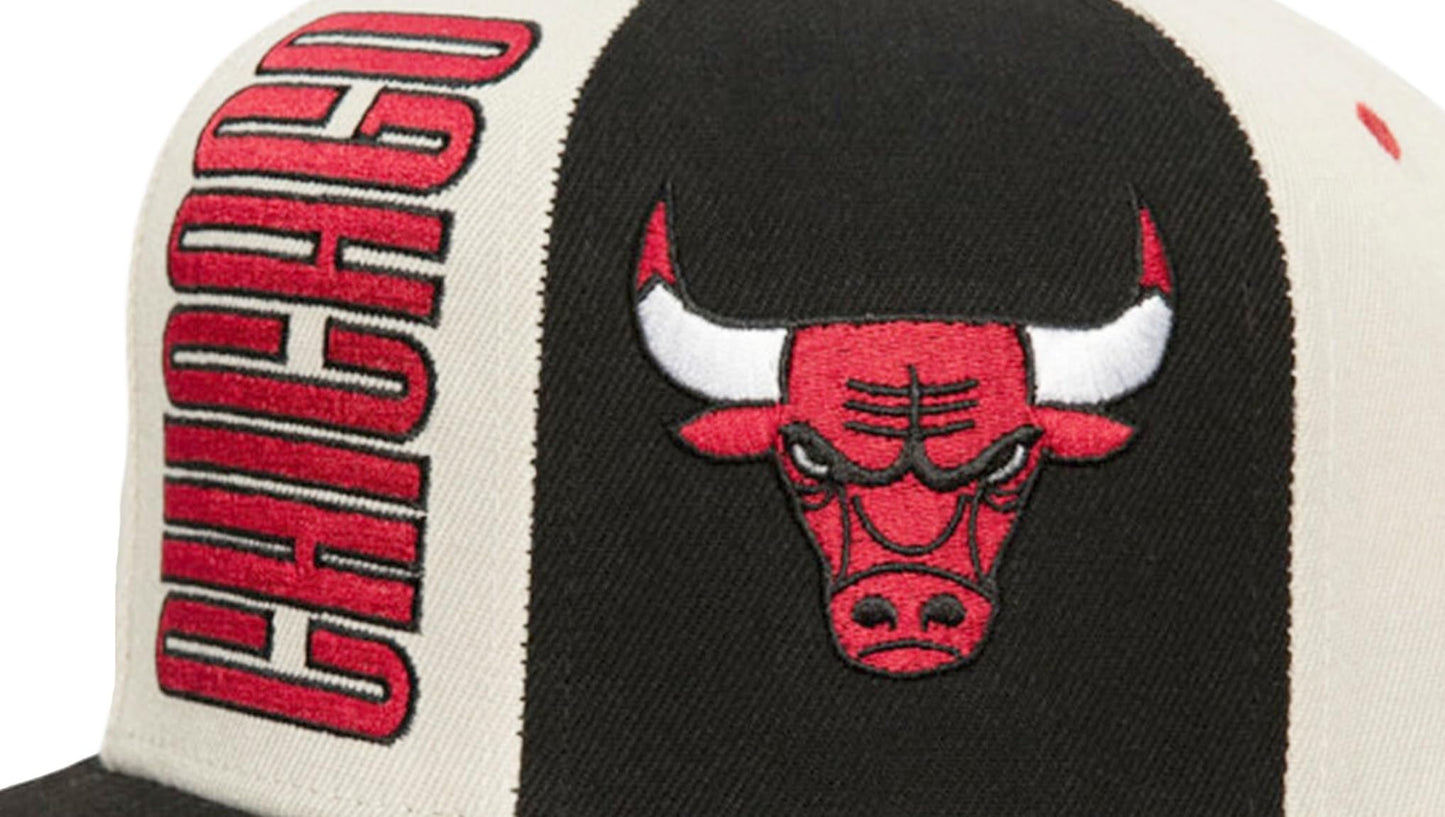Mitchell & Ness Chicago Bulls Pop Panel Snapback Adjustable Hat Cap - Off White and Black