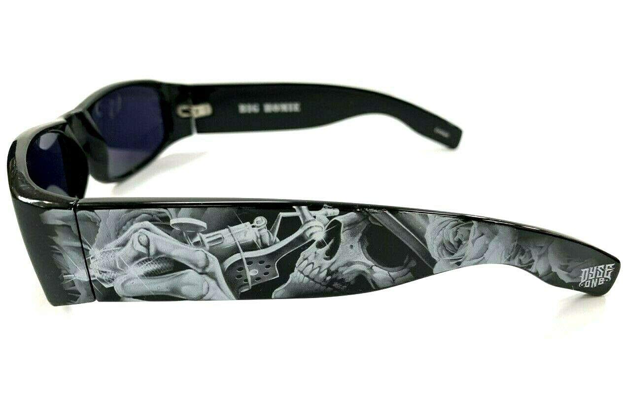 Dyse One Authentic Shades Black Guns Skull Inked Sunglasses California Lowrider Locs Style