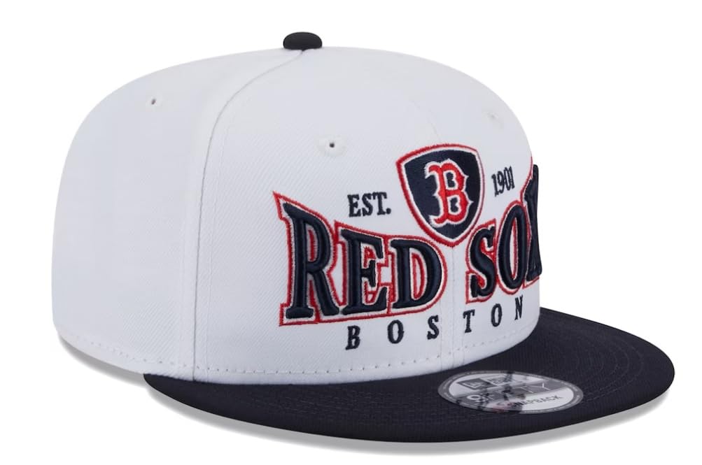 New Era 9Fifty Authentic Crest Mens Adult Snapback Hat (Boston Red Sox White/Navy)
