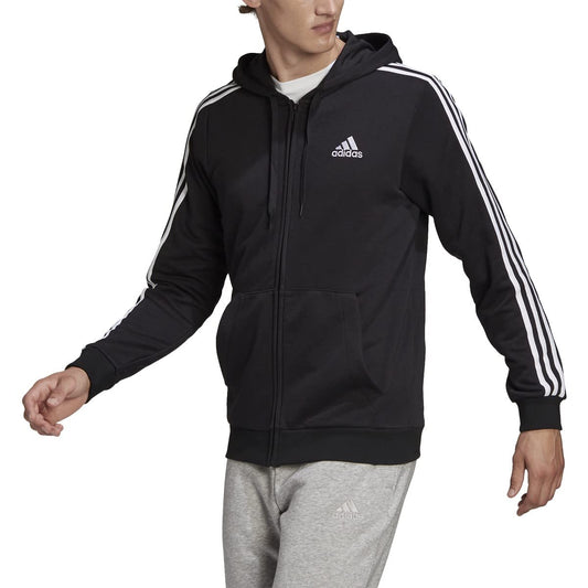 adidas Men's Essentials French Terry 3-Stripes Full-Zip Hoodie