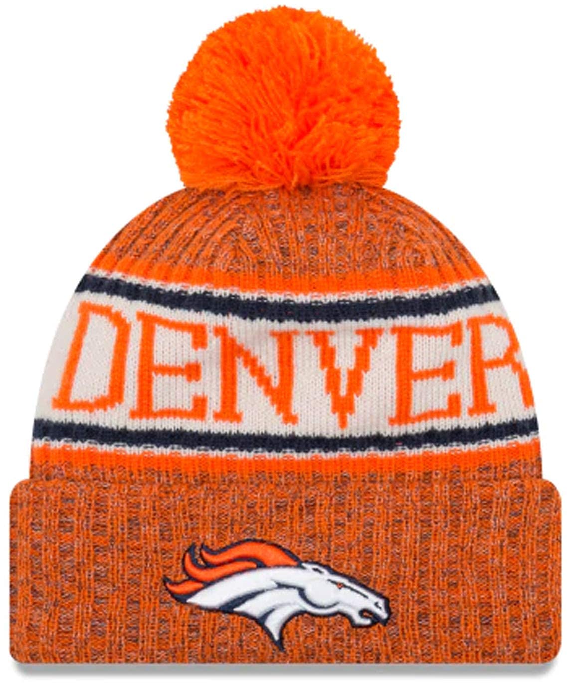 New Era Authentic Collection Broncos Cold Weather Cuffed Knit Beanie Skully Cap Hat One Size Fit Most (Onfield 18 Youth Jr.) Blue