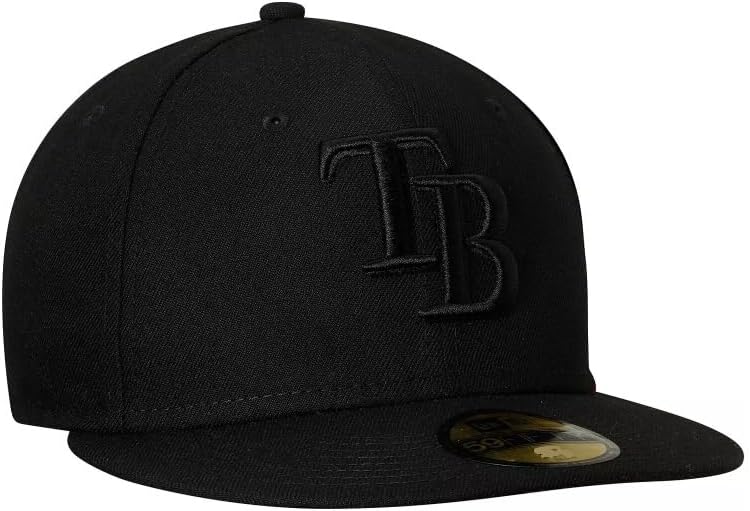 Black Tampa Bay Rays Primary Logo Basic 59FIFTY Fitted Hat by New Era Size 7 1/2