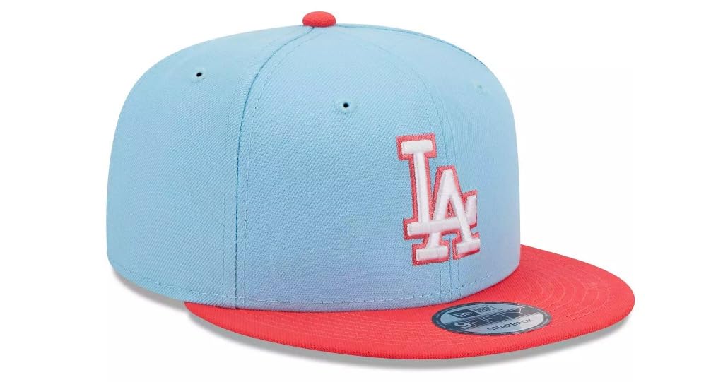 New Era Mens Los Angeles Dodgers 9fifty Snapback 2Tone Adjustable Baseball Hat Cap - Light Blue/Red