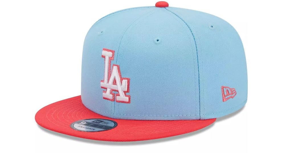 New Era Mens Los Angeles Dodgers 9fifty Snapback 2Tone Adjustable Baseball Hat Cap - Light Blue/Red