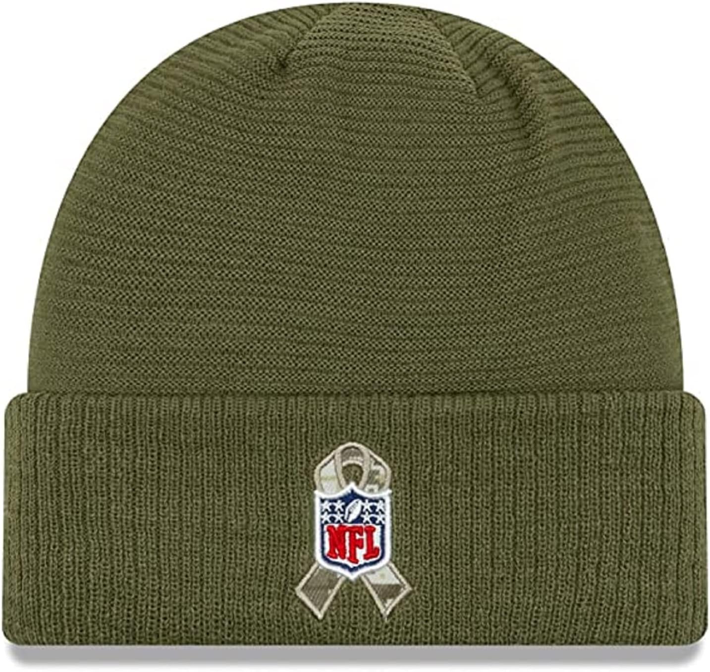 Authentic Collection Patriots Sideline Cold Weather Cuffed Knit Beanie Cap Hat One Size Fit Most Salute (US, Alpha, One Size, Salute to Service)
