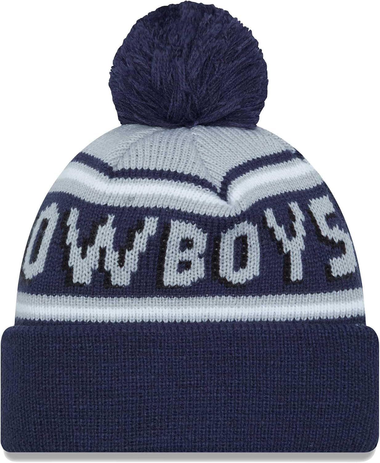 New Era Men's Team Logo Cuffed Knit Pom Hat - Pick Your Team (US, Alpha, One Size, Dallas - Cowboys)