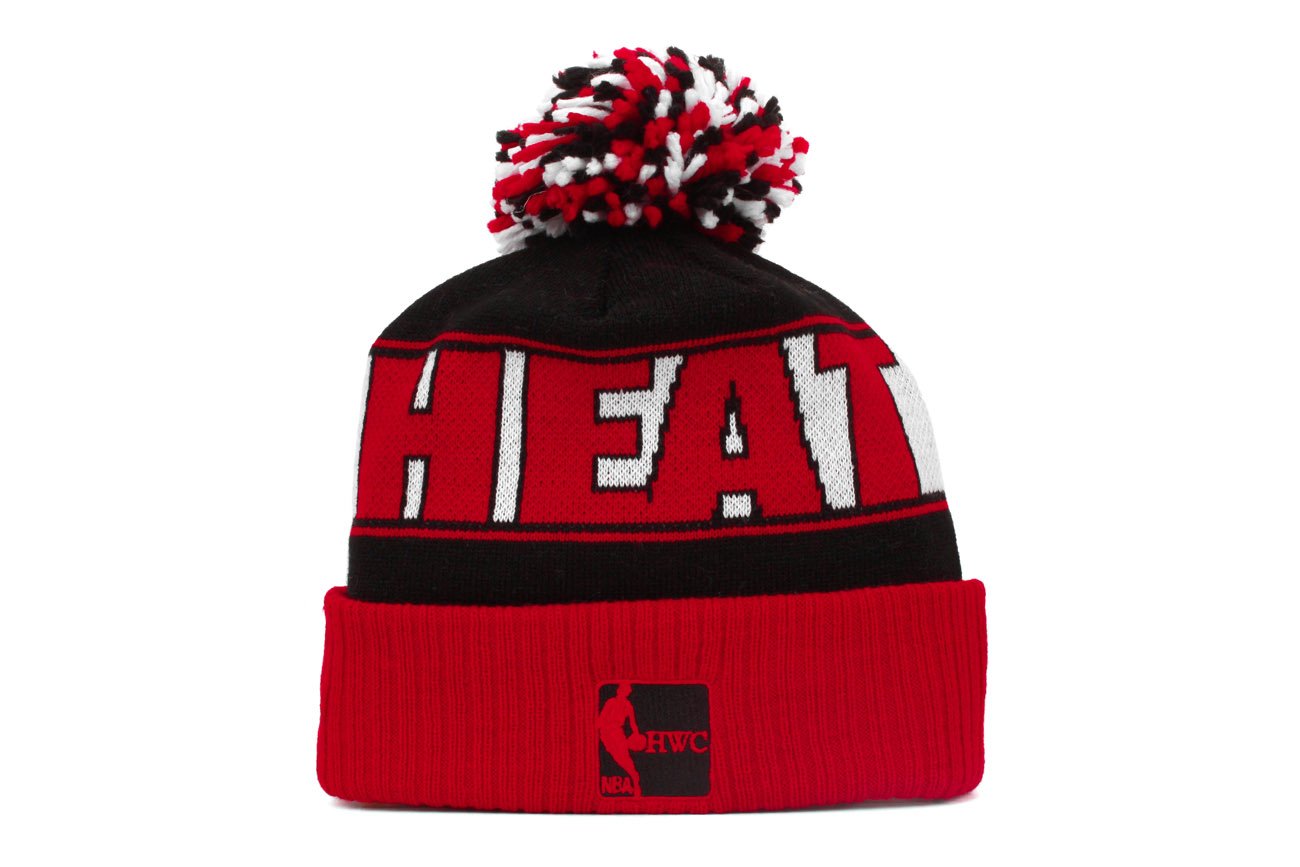 New Era Miami Heat Rep Ur Team Cuff Pom Knit Beanie Hat/Cap