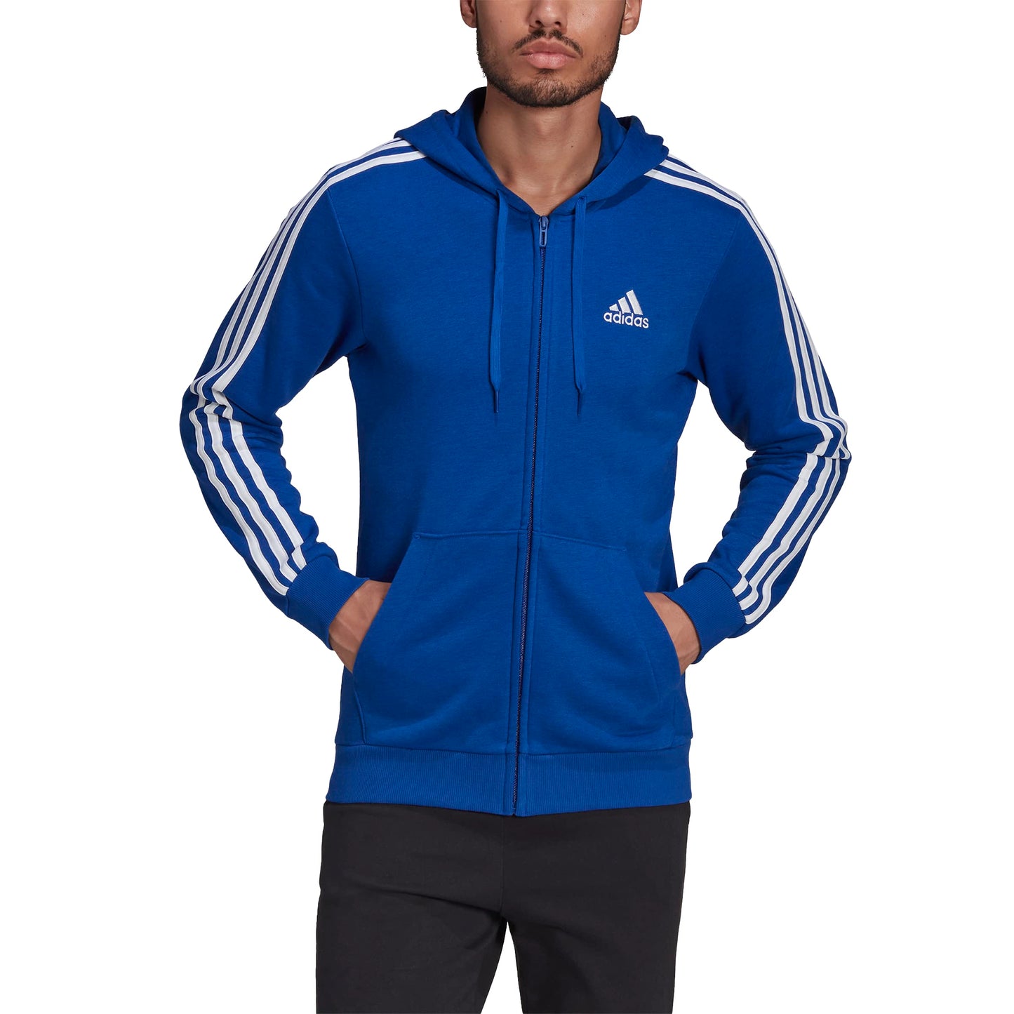 adidas Men's Essentials French Terry 3-Stripes Full-Zip Hoodie