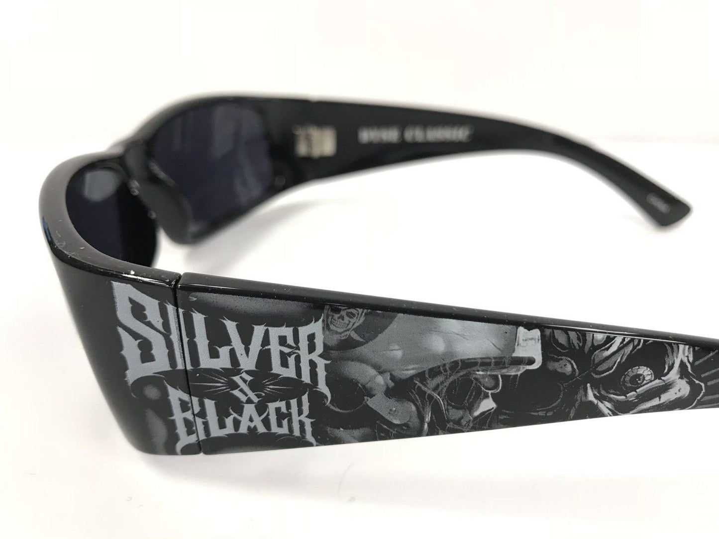 DYSE ONE Authentic Shades Raiders Skull Silver & Black Sunglasses California Lowrider Style