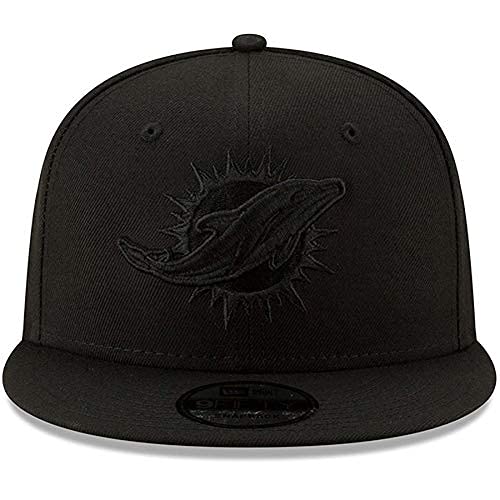 New Era Authentic Exclusive Dolphins 9Fifty Snapback/9Twenty/MVP/9Forty Adjustable Hat - OSFM (Black On Black)