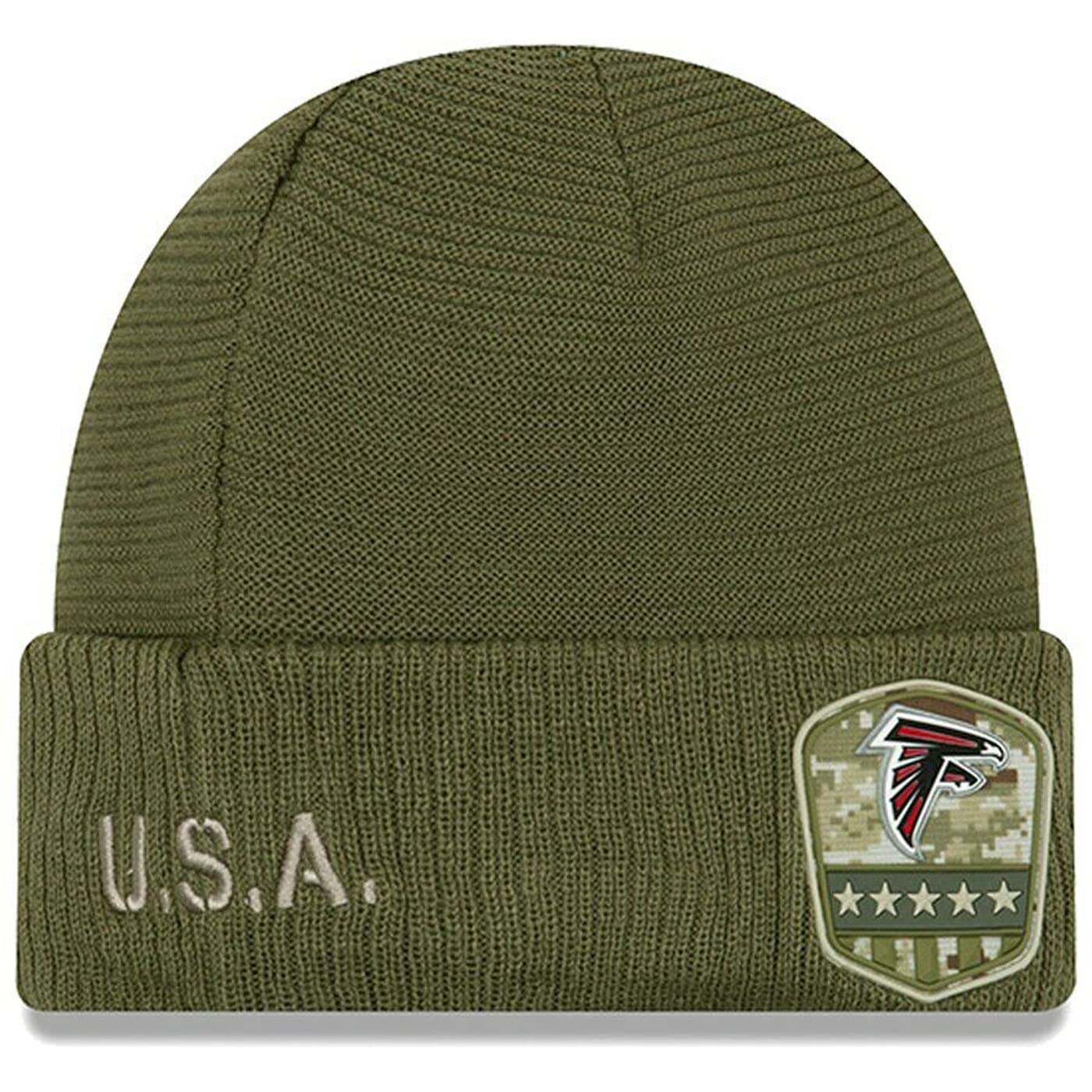 New Era Authentic Falcons Cold Weather Beanie Cap Hat One Size Fit Most Salute to Service Classic Throwback Atlanta (Salute to Service 19) Black