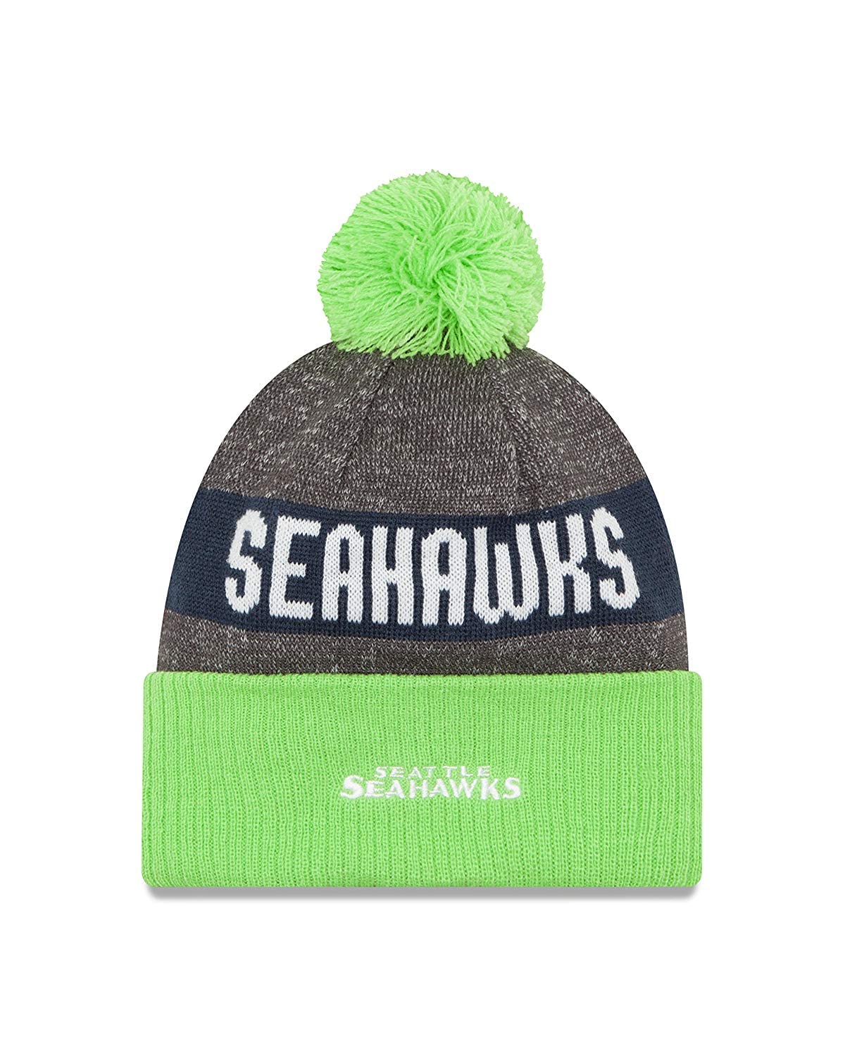 New Era Seahawks 12th Men Cold Weather Sideline Cuffed Knit Beanie Skully Cap Hat Salute to Service (Onfield Sideline Reverse Color) Navy