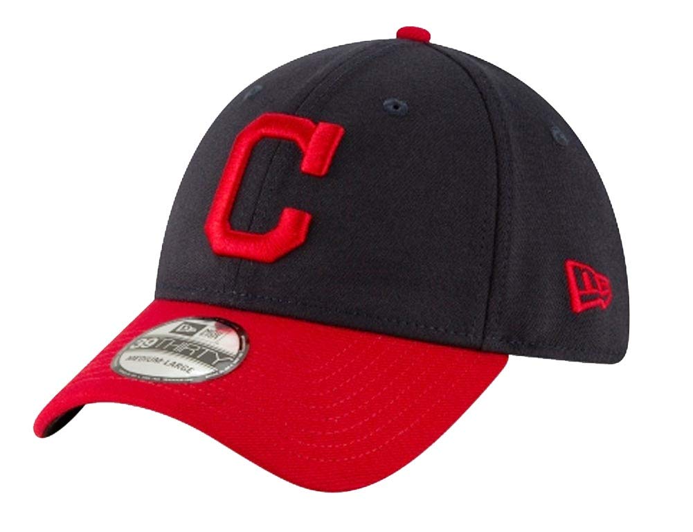 New Era Cleveland Indians Navy Red Team Classic Stretch Fit Cap MLB 3930 39thirty Curved Visor M L