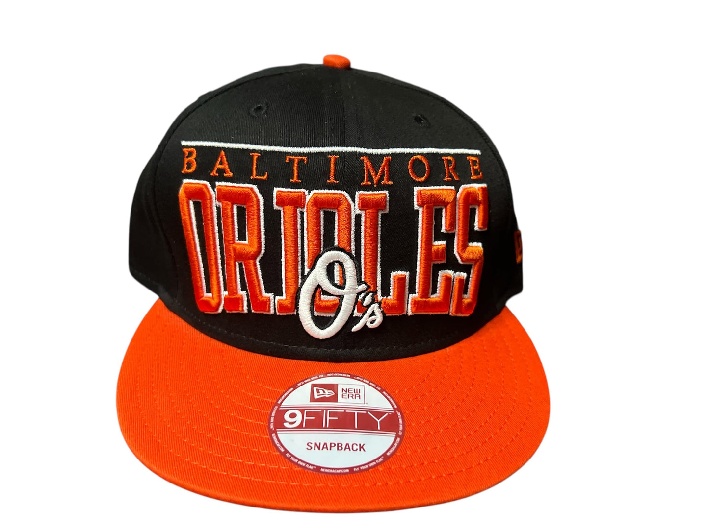 New Era Mens Baltimore Orioles Le-Arch 9Fifty Snapback 2Tone Adjustable Baseball Hat Cap - Black/Orange