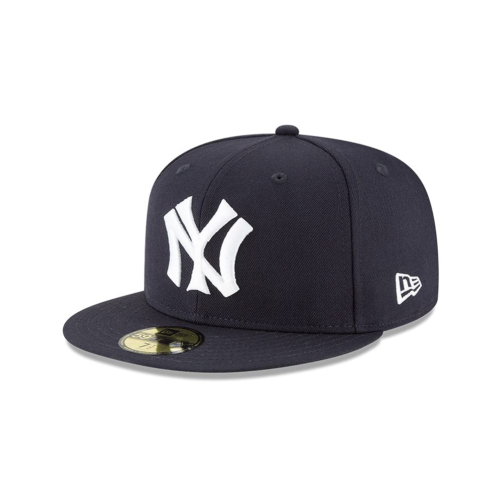 New Era NY New York Yankees 59FIFTY 1922 Cooperstown Wool Cap, Fitted Hat (7, Numeric_7) Navy Blue White