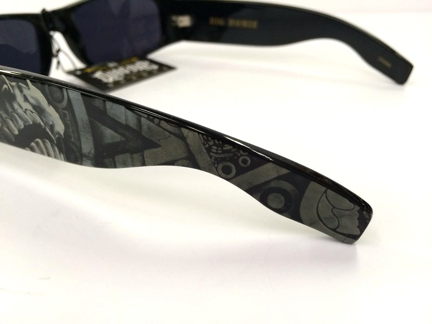 Dyse One Authentic Shades Aztec Skeleton Black Sunglasses California Lowrider Style