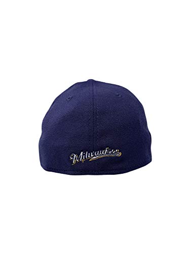 New Era Milwaukee Brewers Fitted 39Thirty MLB Curve Brim Baseball Cap 3930 (M/L, Blue Team Classic)