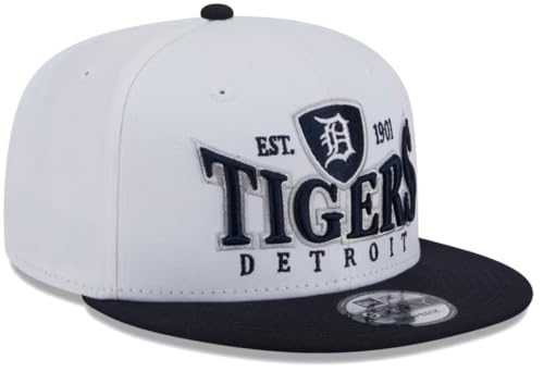 New Era 9Fifty Authentic Crest Mens Adult Snaback Hat (Detroit Tigers White/Navy)