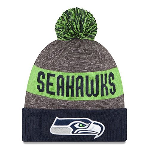 New Era Seahawks 12th Men Cold Weather Sideline Cuffed Knit Beanie Skully Cap Hat Salute to Service (Youth/Kids/Jr. Onfield Sideline) Navy