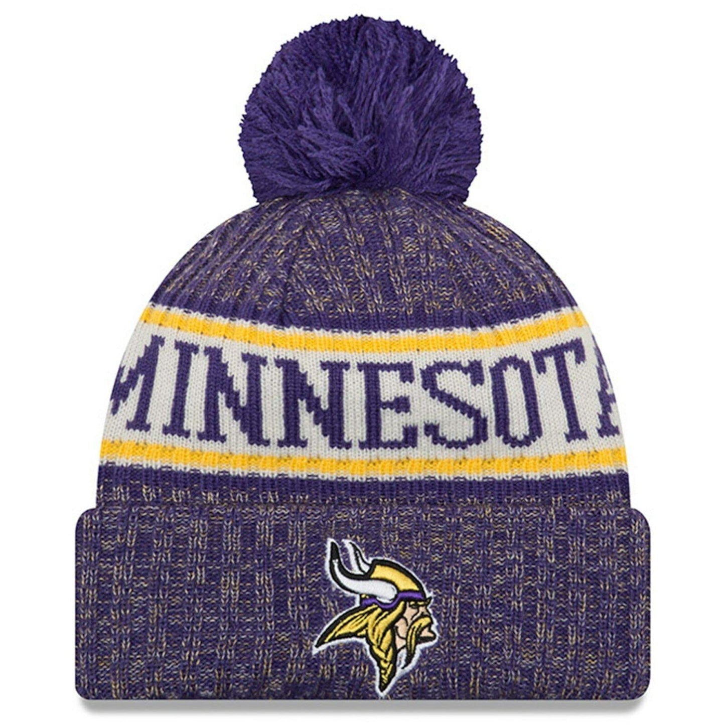 New Era Authentic Collection Vikings Sideline Cold Weather Cuffed Knit Beanie Skully Cap Hat One Size Fit Most (Onfield 18 Youth/BOY/Jr.) Black