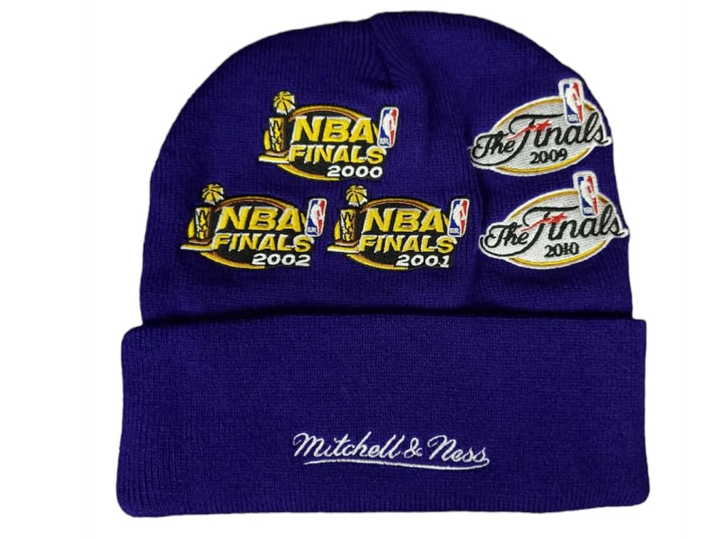 Mitchell & Ness Metal Finals Cuffed Knit Beanie LA Los Angeles Lakers Purple