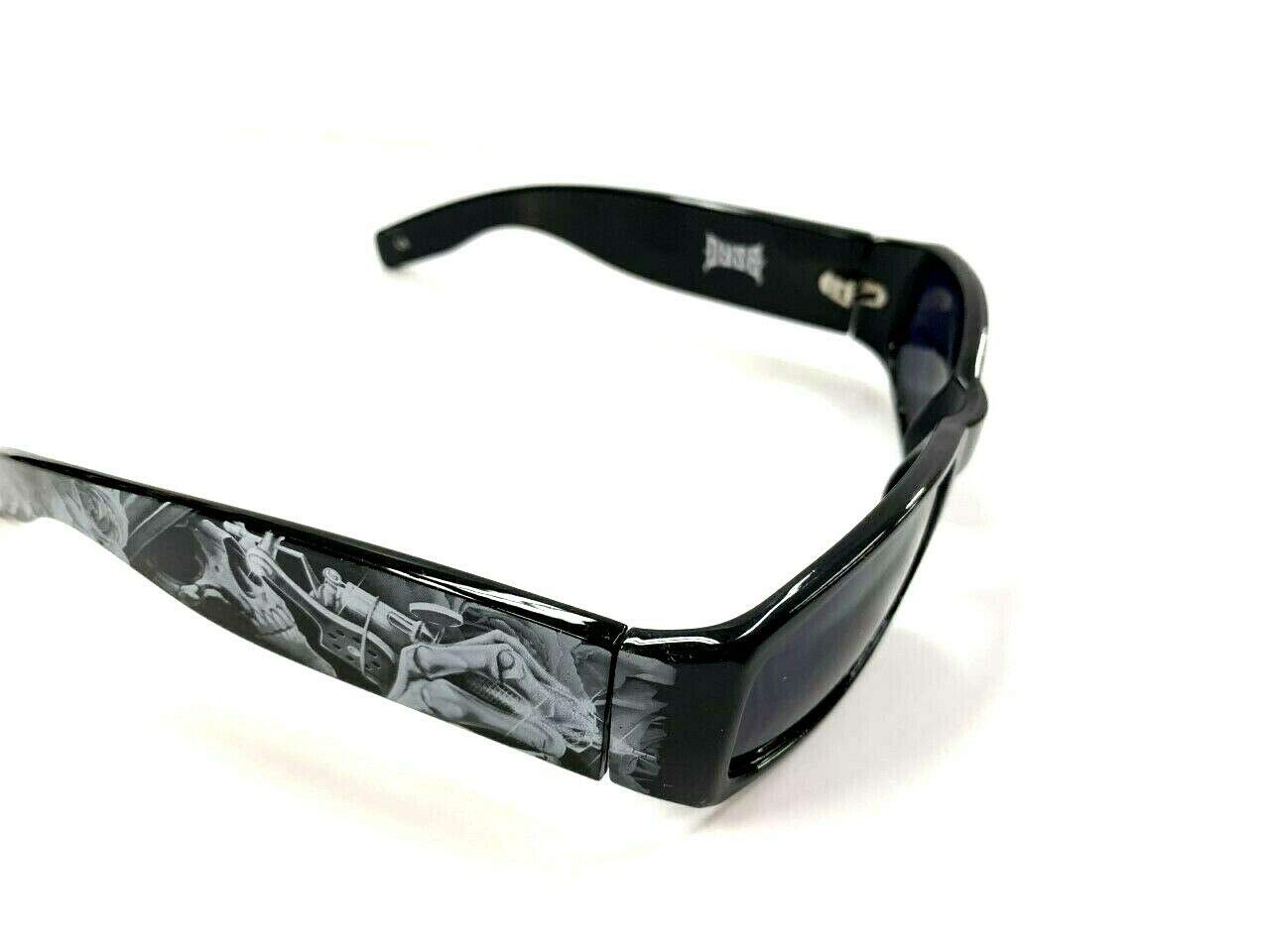 Dyse One Authentic Shades Black Guns Skull Inked Sunglasses California Lowrider Locs Style