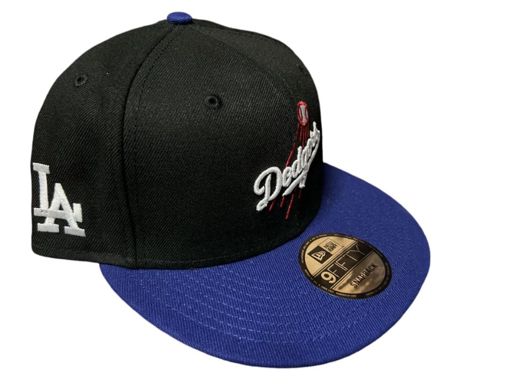 New Era Mens Los Angeles Dodgers Black Blue 9fifty Snapback Hat Cap