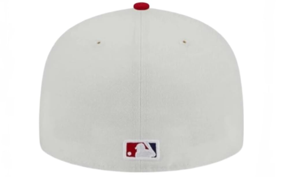 New Era Philadelphia Phillies World Series 2008 Retro Cooperstown 59Fifty 5950 Fitted Hat Cap, Ivory/Red