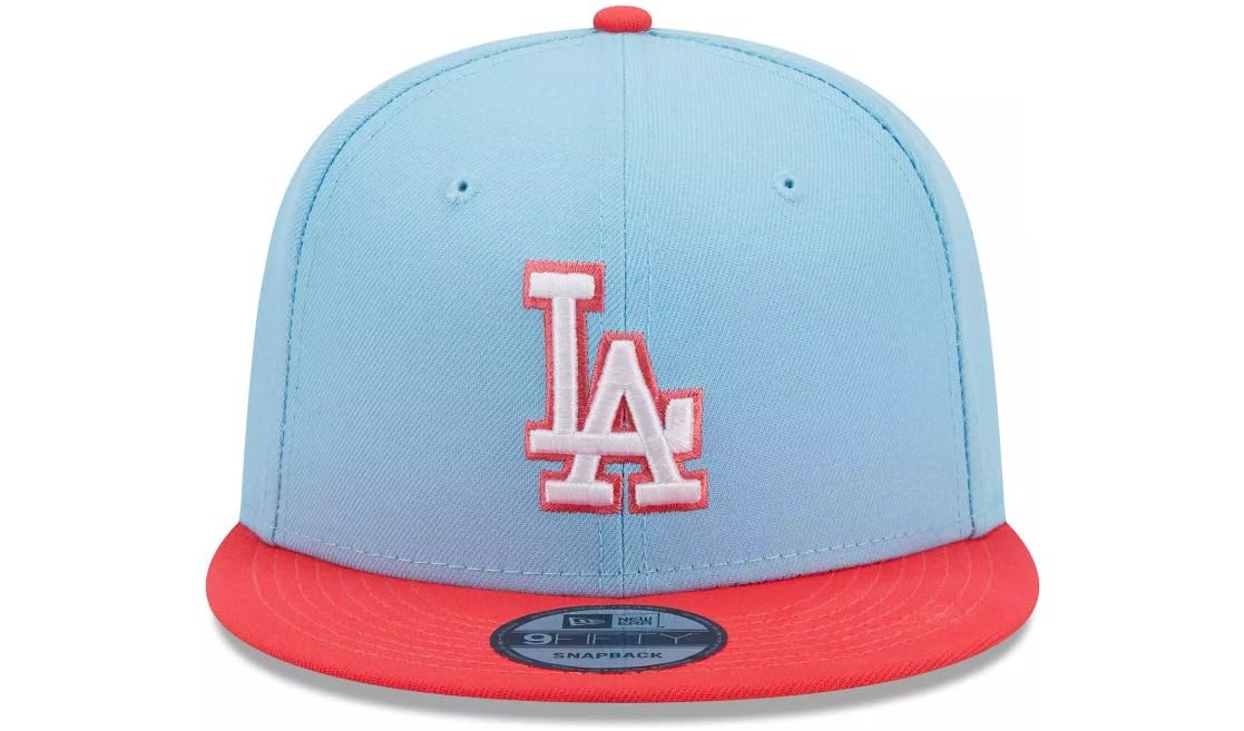 New Era Mens Los Angeles Dodgers 9fifty Snapback 2Tone Adjustable Baseball Hat Cap - Light Blue/Red