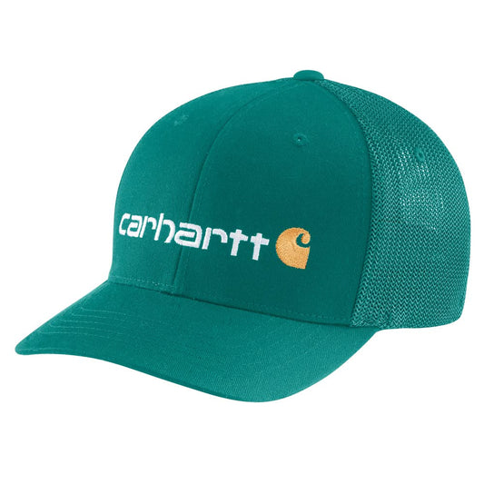 Carhartt Men's Rugged Flex Fitted Canvas Mesh-Back Logo Graphic Cap