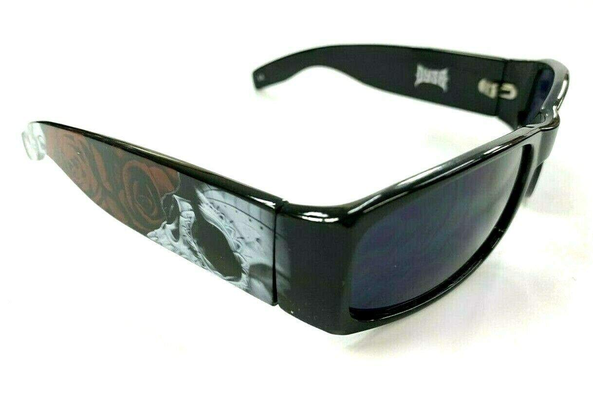 DYSE ONE Authentic Shades Black Muerte Skull Roses Sunglasses California Lowrider Locs Style