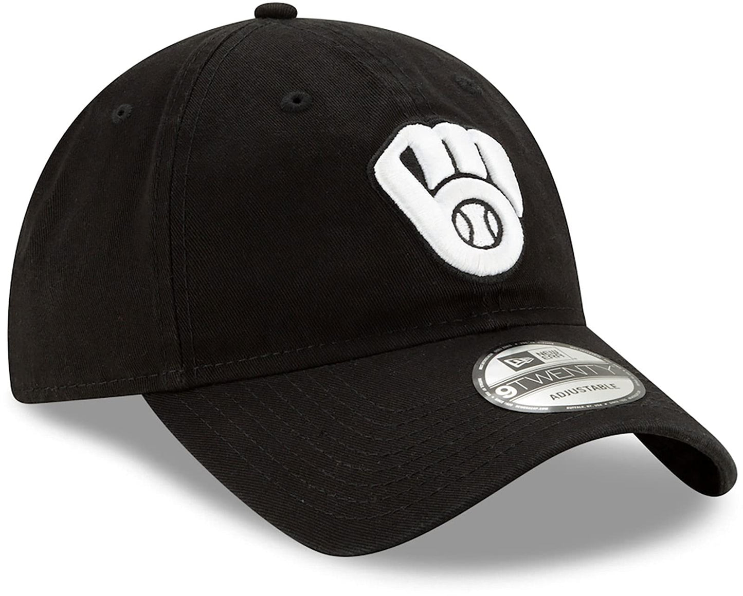 New Era Milwaukee Brewers Black White Core Classic Twill 9TWENTY Adjustable Hat