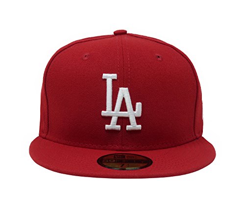 New Era 59Fifty MLB Basic Los Angeles Dodgers Scarlet Red Fitted Headwear Cap (7 3/4)