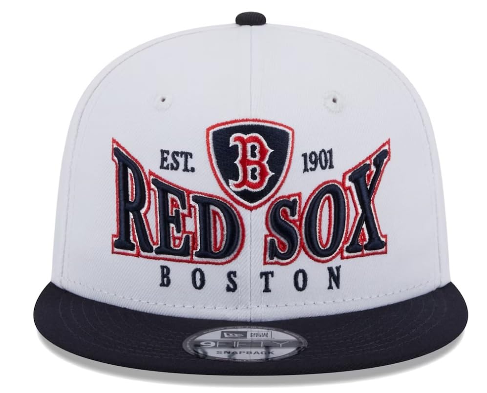 New Era 9Fifty Authentic Crest Mens Adult Snapback Hat (Boston Red Sox White/Navy)