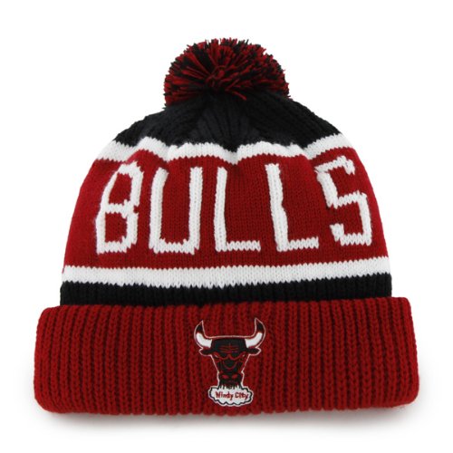 47 Chicago Bulls Red Windy City Calgary Beanie Hat with Pom - NBA Cuffed Winter Knit Toque Cap