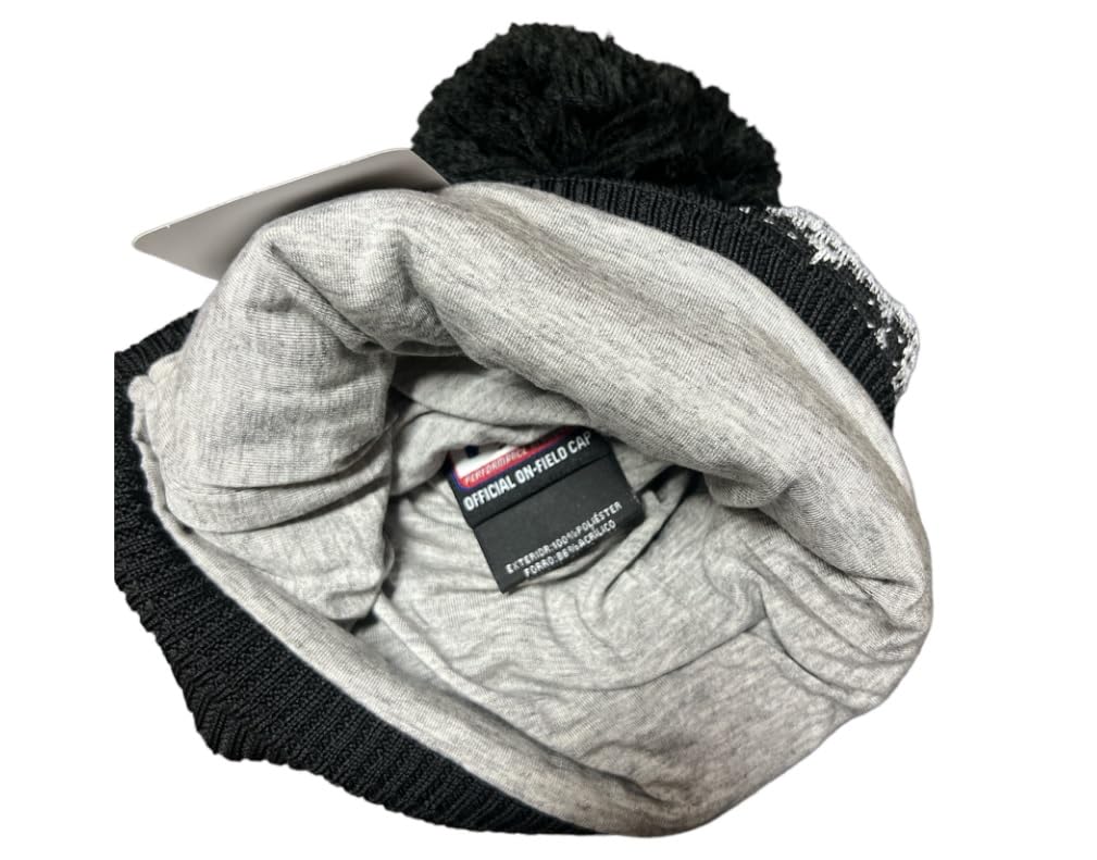 New Era Men's Chicago White Sox Sport Knit 2022 Beanie Knit Black/White/Grey Wool Sherpa Lining