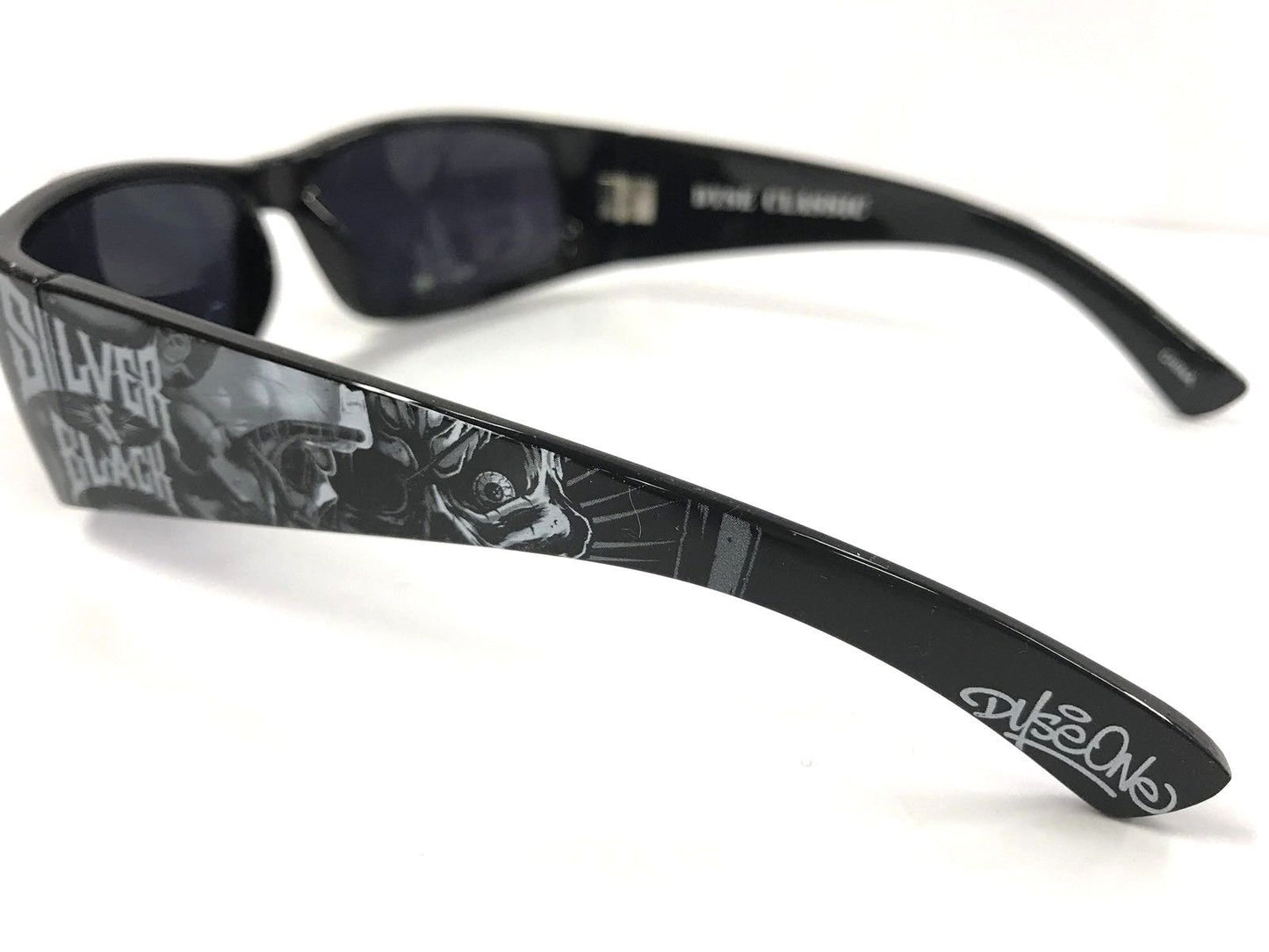 DYSE ONE Authentic Shades Raiders Skull Silver & Black Sunglasses California Lowrider Style
