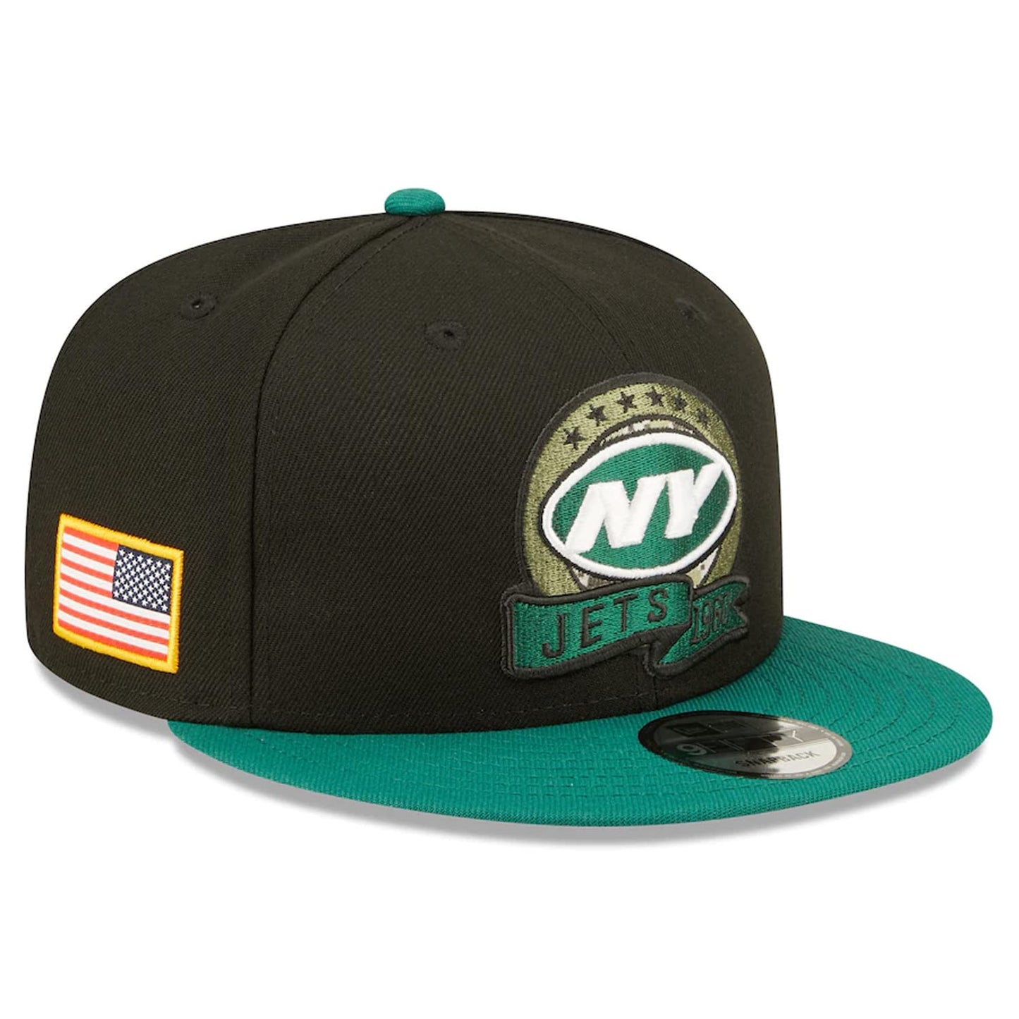 New Era Authentic Exclusive Jets New York 9Fifty Snapback/9Twenty/MVP/9Forty Adjustable Hat - OSFM (Salute to Service 2022) Black
