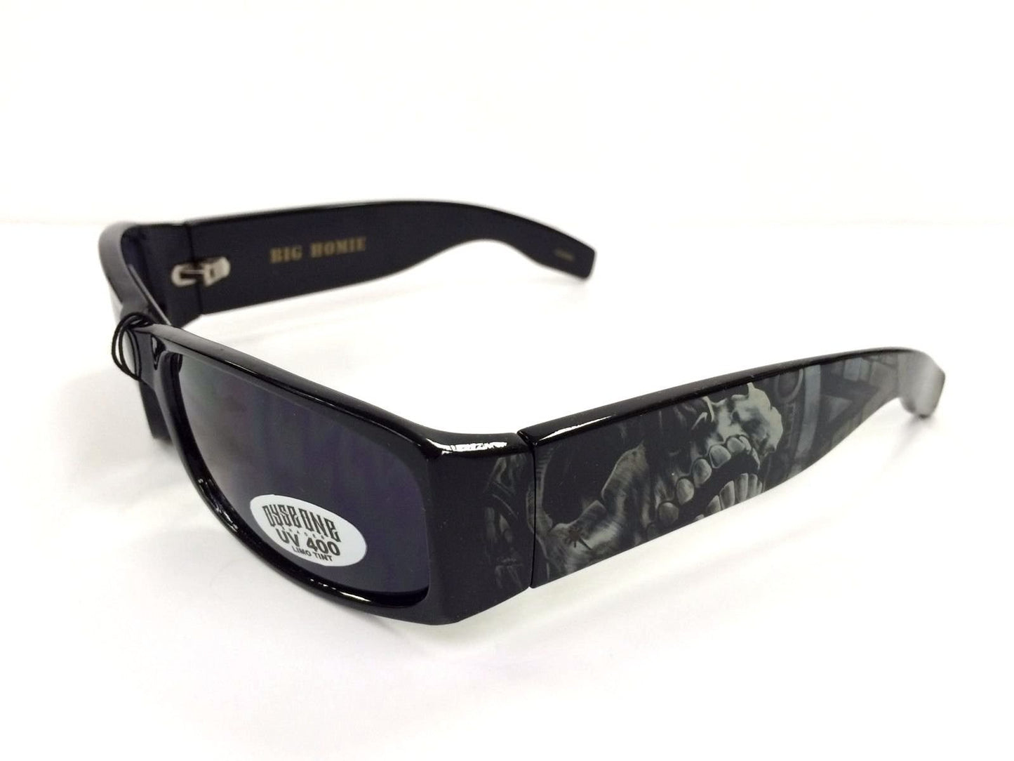 Dyse One Authentic Shades Aztec Skeleton Black Sunglasses California Lowrider Style