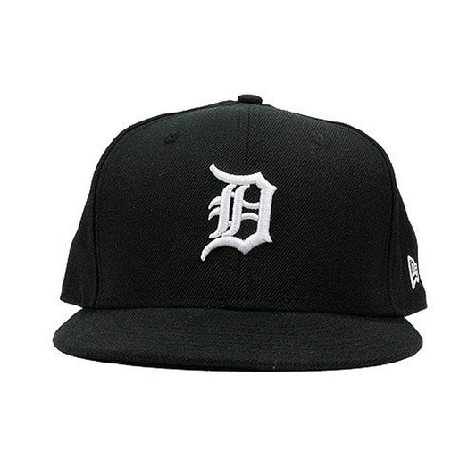 Detroit Tigers New Era 5950 Black with White D Fitted Cap, 8
