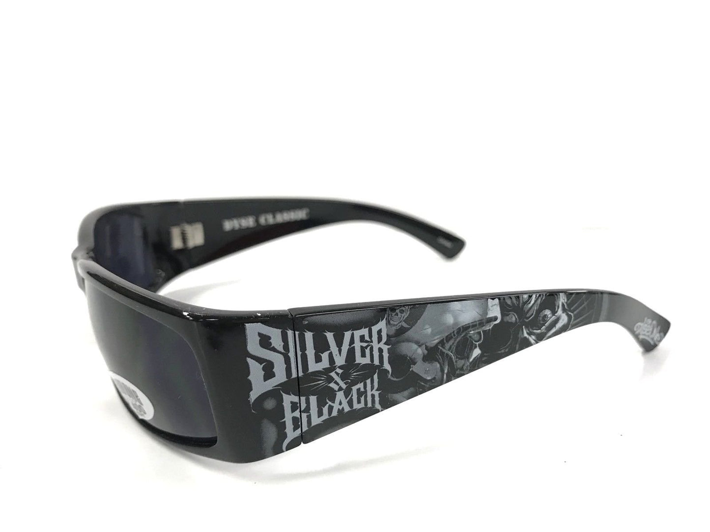 DYSE ONE Authentic Shades Raiders Skull Silver & Black Sunglasses California Lowrider Style